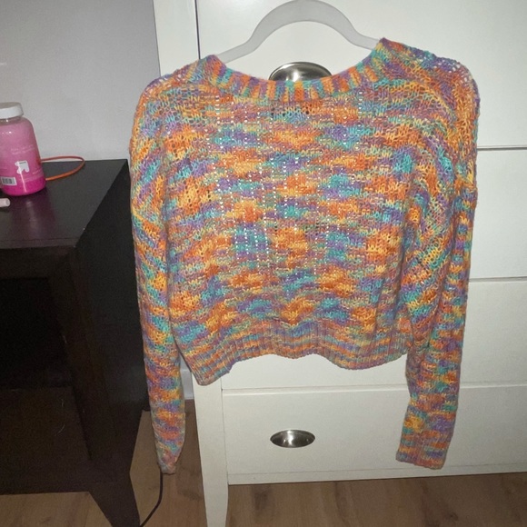 NWOT Shein Rainbow Cropped Cardigan - Picture 5 of 5
